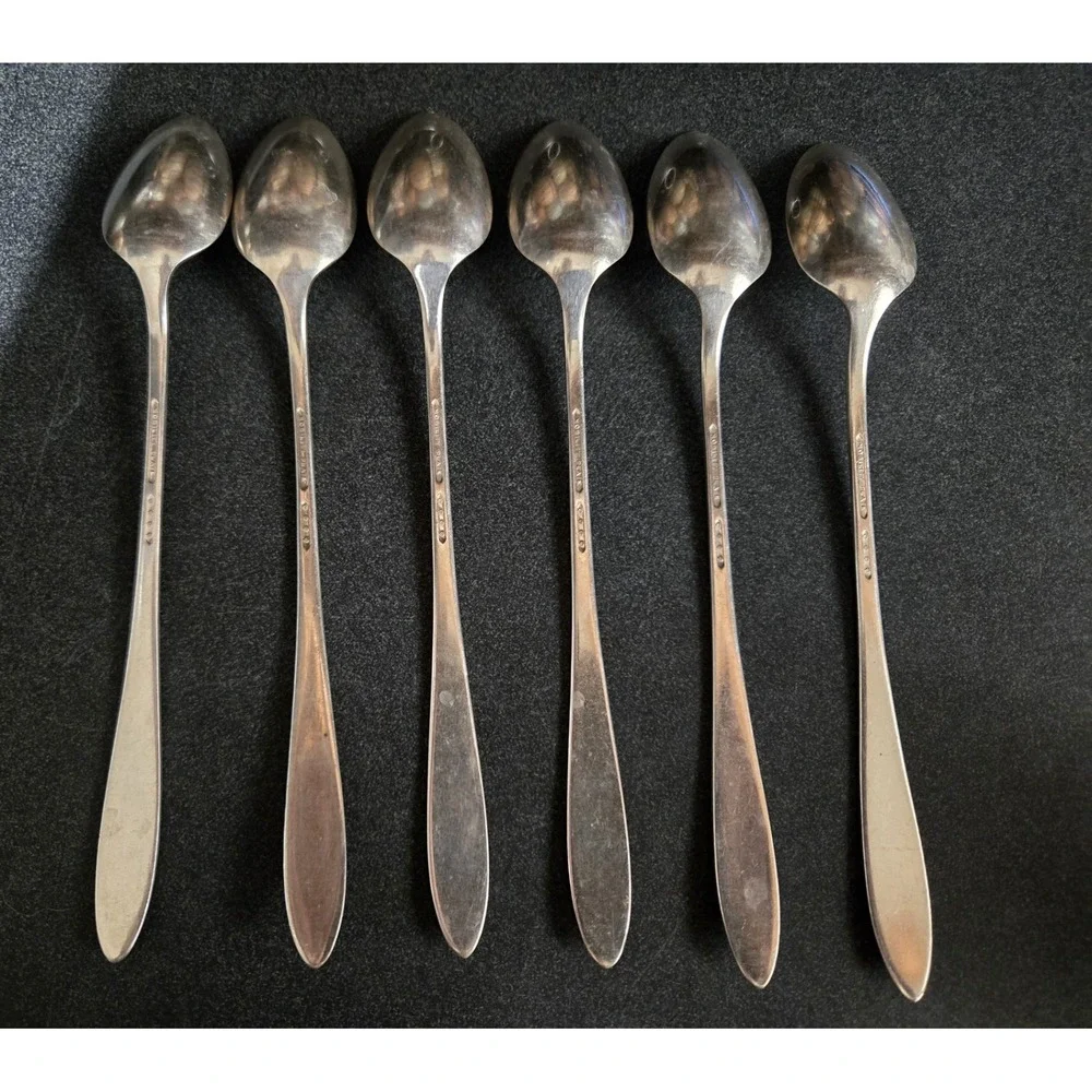6 Pc Oneida REVERIE Iced Tea Spoons  Nobility Plate 1937 Flatware Silverware